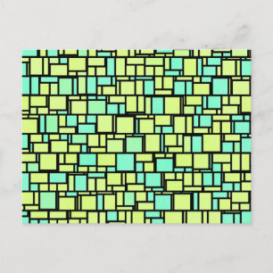 Carte Postale Motif jaune vert géométrique