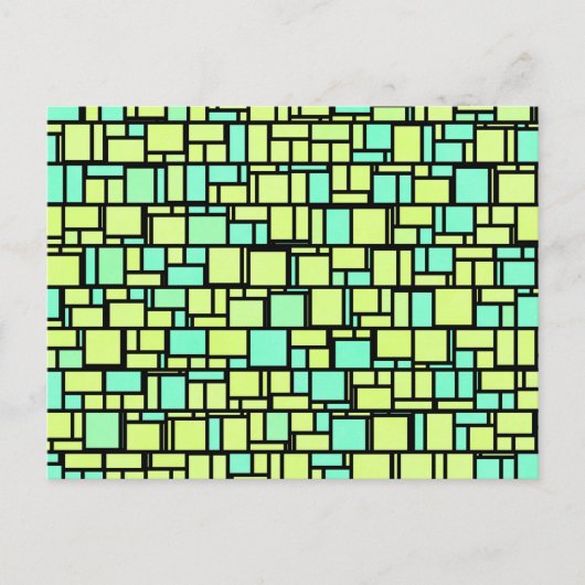 Carte Postale Motif jaune vert géométrique (Devant)