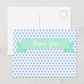 Carte Postale Motif jolis cœurs bleus | Remerciement pour Baby S (Devant / Derrière)