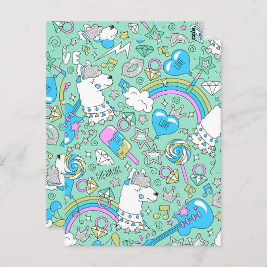 Carte Postale motif lama 2 (Devant / Derrière)