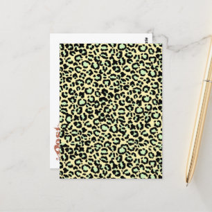 Carte Postale Motif léopard dans Mint Green sur avoine