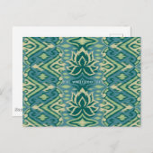 Carte Postale Motif Lotus Ikat - Le Lotus Blanc (Devant / Derrière)