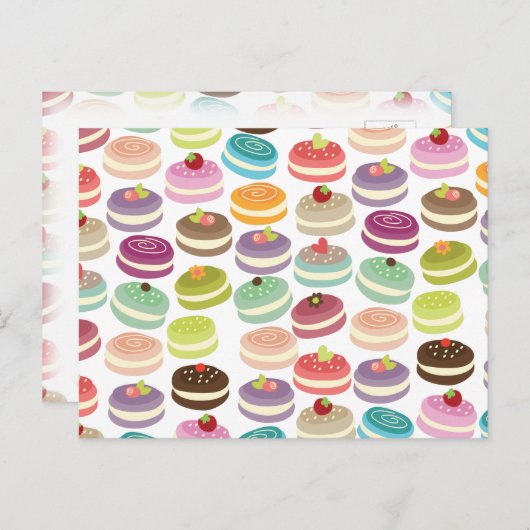 Carte Postale Motif Macarons mignon (Devant / Derrière)