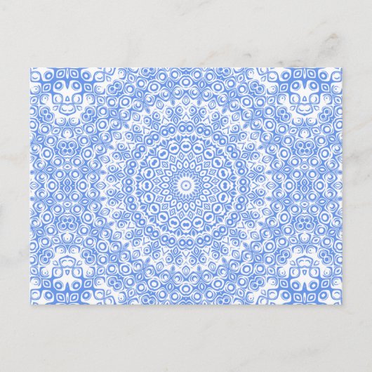 Carte Postale Motif Mandala Bleu Centaurée (Devant)