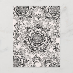 Carte Postale Motif Mandala super noir et blanc