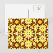 Carte Postale Motif Mandala, tons marron et or (Devant / Derrière)