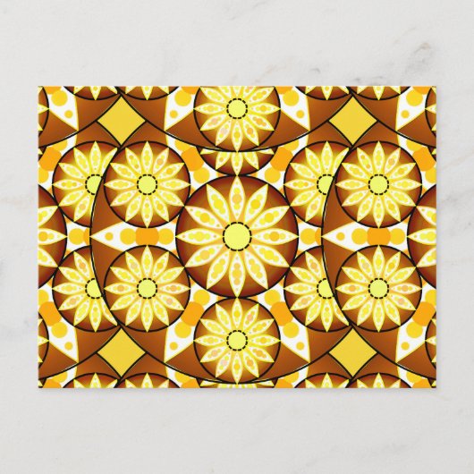 Carte Postale Motif Mandala, tons marron et or (Devant)