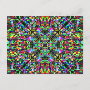 Carte Postale Motif Mandala vert et arc-en-ciel