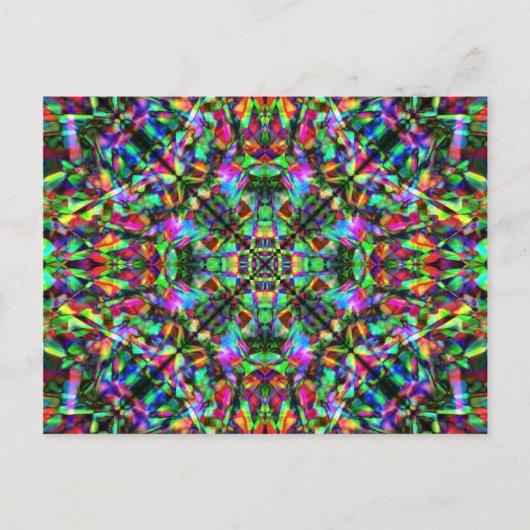 Carte Postale Motif Mandala vert et arc en ciel (Devant)