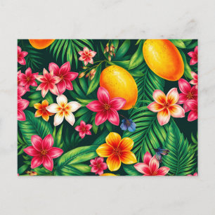 Carte Postale Motif Mangue Tropicale et Feuille de Palmier