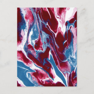 Carte Postale Motif Marbre Rouge Bleu Moderne Tendance