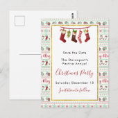 Carte Postale Motif moche de Noël Sauver la date (Devant / Derrière)