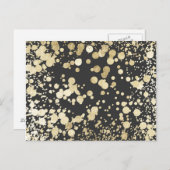 Carte Postale Motif moderne confetti noir et or élégant (Devant / Derrière)