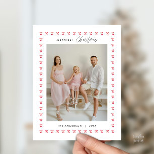 Carte Postale Motif moderne Red Bow Famille Photo Noël