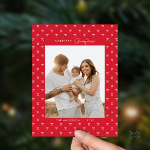 Carte Postale Motif moderne Red Bow Famille Photo Noël