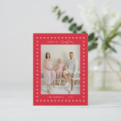 Carte Postale Motif moderne Red Bow Famille Photo Noël (Debout devant)