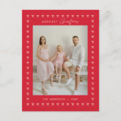 Carte Postale Motif moderne Red Bow Famille Photo Noël (Devant)