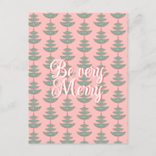 Carte Postale Motif moderne vintage sapin de Noël sur pêche