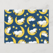 Carte Postale Motif mouton, Mouton couché, Lune, Étoiles (Devant)