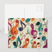 Carte Postale Motif Musical Coloré (Devant / Derrière)
