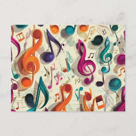Carte Postale Motif Musical Coloré (Devant)