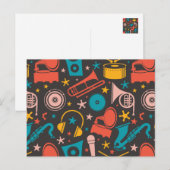Carte Postale Motif musical - Instruments (Devant / Derrière)