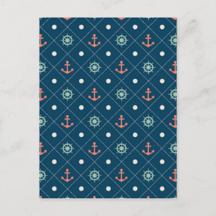 Carte Postale Motif nautique Ancre de la marine Helm Roue voile