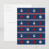 Carte Postale Motif Nautique Rouge Blanc Et Bleu (Devant / Derrière)