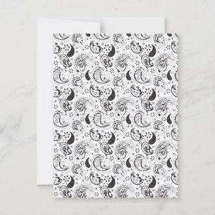 Carte Postale Motif noir et blanc Paisley - Art textile élégant
