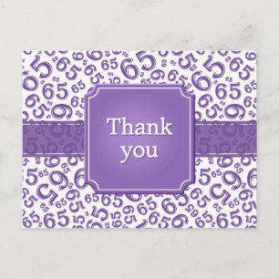 Carte Postale Motif numérique 65 Merci Violet/Blanc