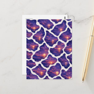 Carte Postale Motif Océan Coucher de Soleil Céleste
