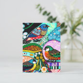 Carte Postale Motif oiseaux modernes gras (Debout devant)