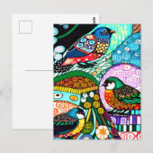 Carte Postale Motif oiseaux modernes gras (Devant / Derrière)
