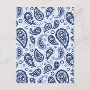 Carte Postale Motif Paisley Bleu