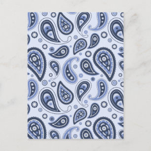 Carte Postale Motif Paisley Bleu