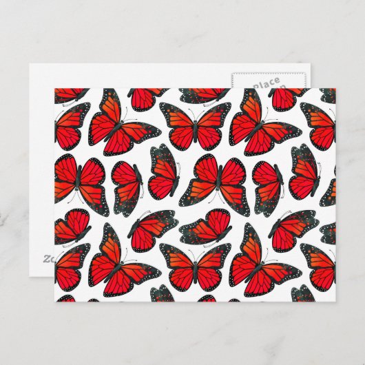 Carte Postale Motif papillon Monarque rouge (Devant / Derrière)