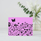 Carte Postale Motif Papillon, Motif De Papillons, Rose (Debout devant)