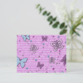 Carte Postale Motif Papillon rose et violet (Debout devant)
