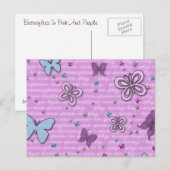 Carte Postale Motif Papillon rose et violet (Devant / Derrière)