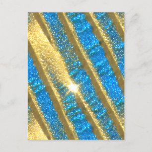 Carte Postale Motif Parties scintillant bleu et or