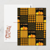 Carte Postale Motif Patchwork Citrouille Halloween (Devant / Derrière)