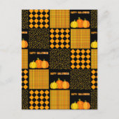 Carte Postale Motif Patchwork Citrouille Halloween (Devant)