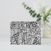 Carte Postale Motif Patchwork Noir & Blanc 02 (Debout devant)