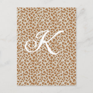 Carte Postale Motif peau de panthère monogrammé nom lettre clair