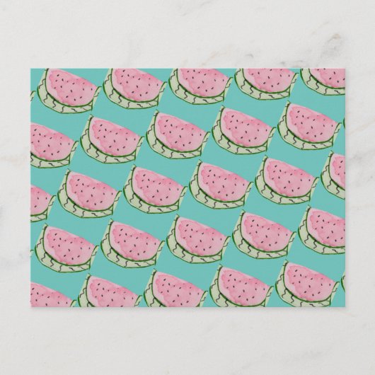 Carte Postale Motif peint à l'aquarelle de pastèque Doodles    (Devant)
