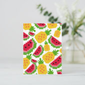 Carte Postale Motif Pixel de Pastèque et de Ananas Tropical (Debout devant)