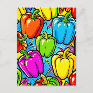 Carte Postale Motif poivrons Pop Art