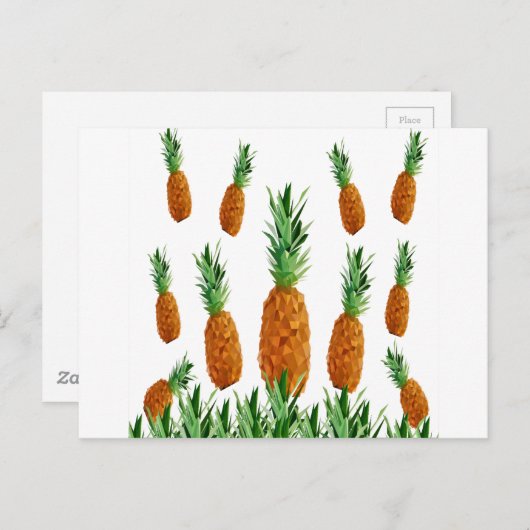 Carte Postale motif polygonal d'impression d'ananas (Devant / Derrière)