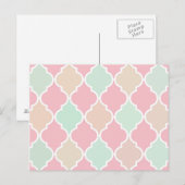 Carte Postale Motif Quatrefoil Vert Fille Rose Chic tendance (Devant / Derrière)