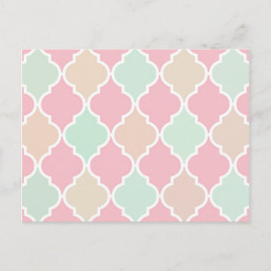 Carte Postale Motif Quatrefoil Vert Fille Rose Chic tendance
